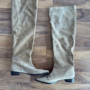 ZARA Tan  Suede Knee-High Boots - Size 41